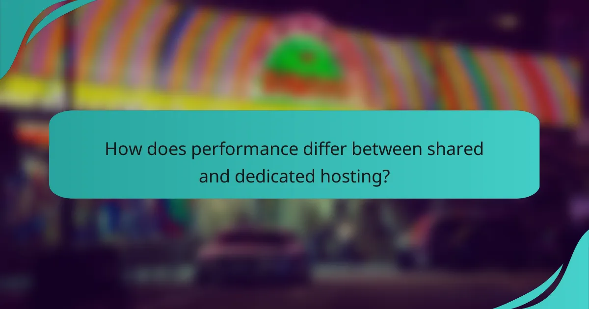 How does performance differ between shared and dedicated hosting?
