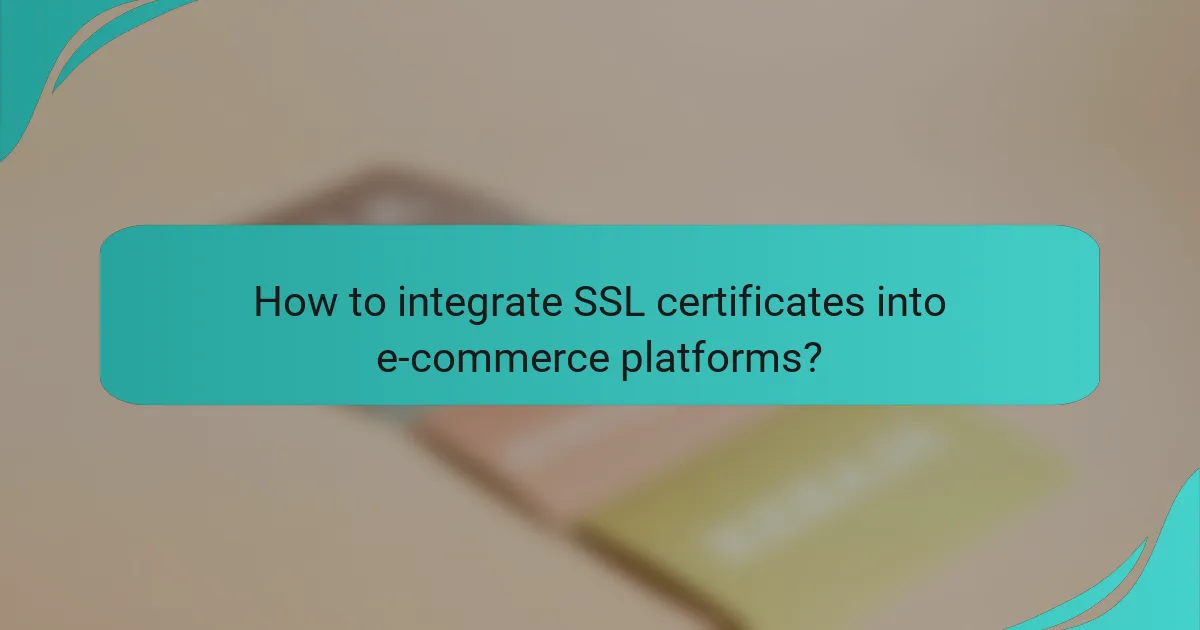 How to integrate SSL certificates into e-commerce platforms?