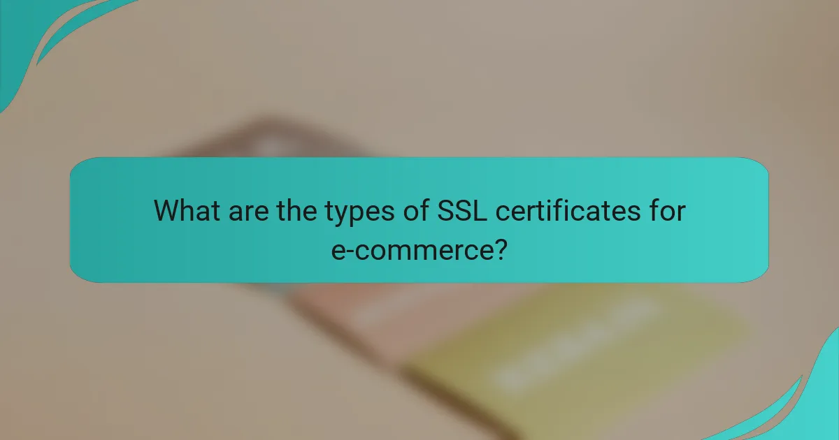 What are the types of SSL certificates for e-commerce?