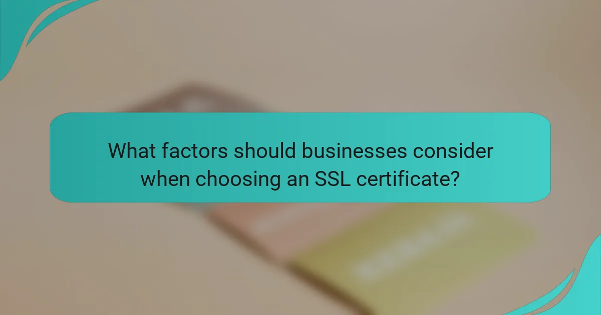 What factors should businesses consider when choosing an SSL certificate?